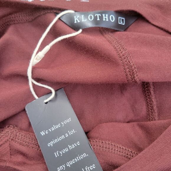 Klotho Women's Burgundy Solid Stretch V-Neck Short Sleeve T-Shirt Size Large NWT - Picture 11 of 15
